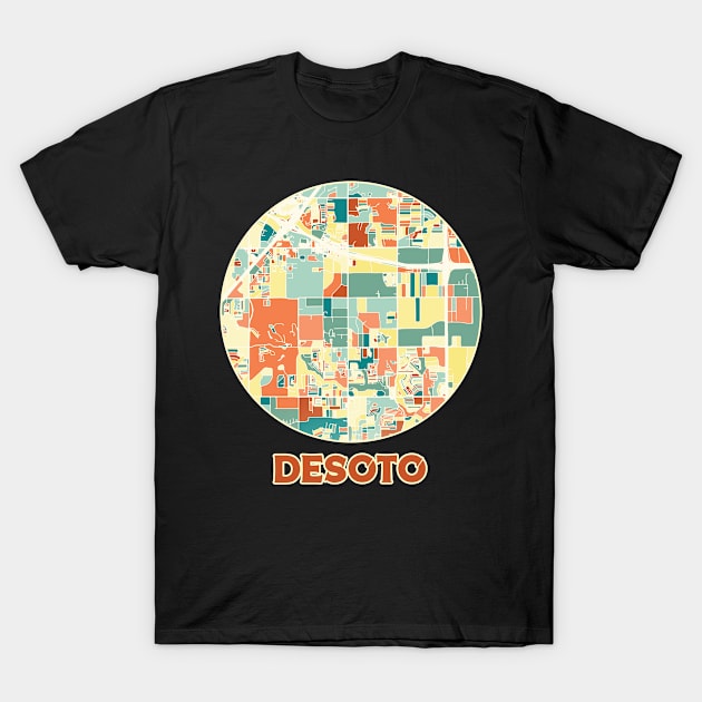 DeSoto Texas map in mozaique colors T-Shirt by SerenityByAlex